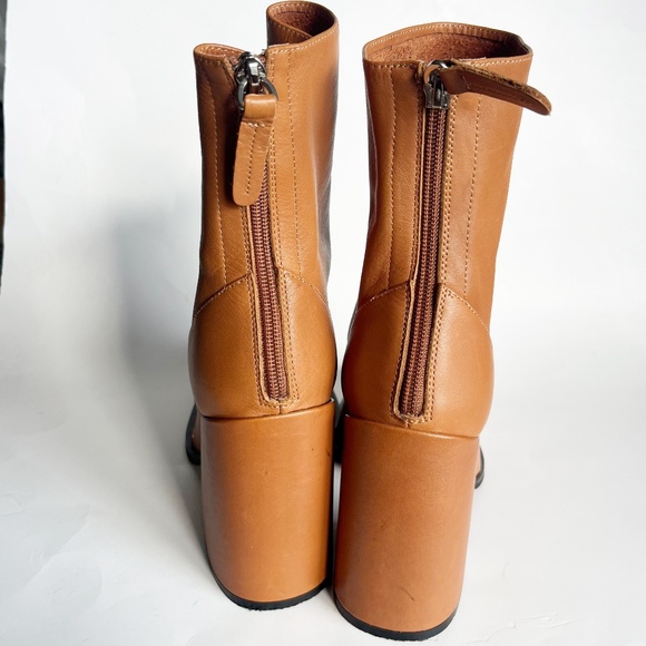 Alias Mae Eden Leather Brown Ankle Square Toe Boots Size 39 - Picture 6 of 8